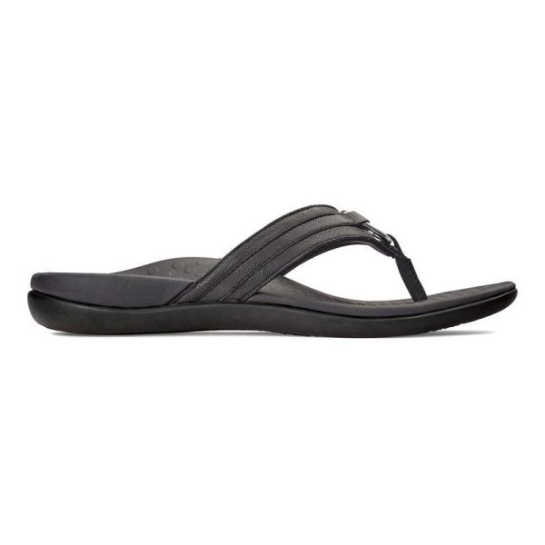 Vionic | Women's Tide Aloe Toe Post Sandal - Black Leather