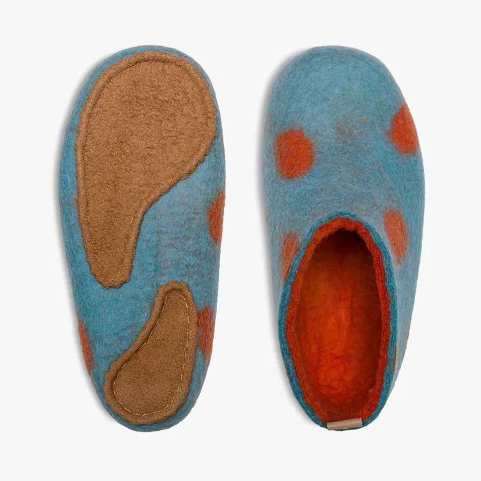 VIVOBAREFOOT | KIDS MIM FELT SLIPPER KIDS-AQUA ORANGE