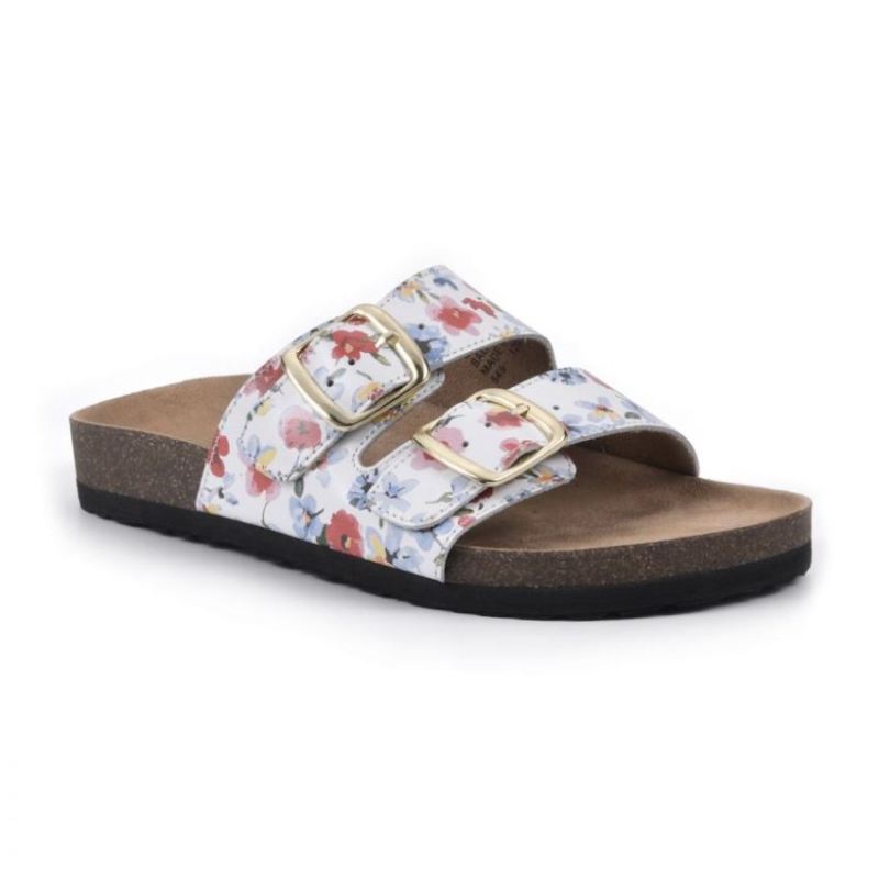 White Mountain | Women's Helga Footbeds Sandal-White Floral Print