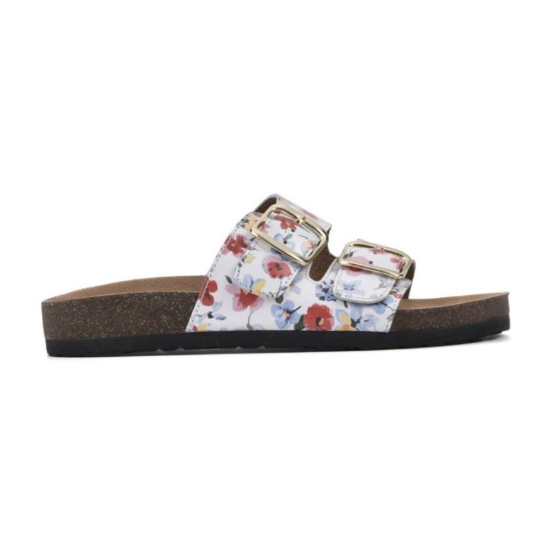 White Mountain | Women's Helga Footbeds Sandal-White Floral Print