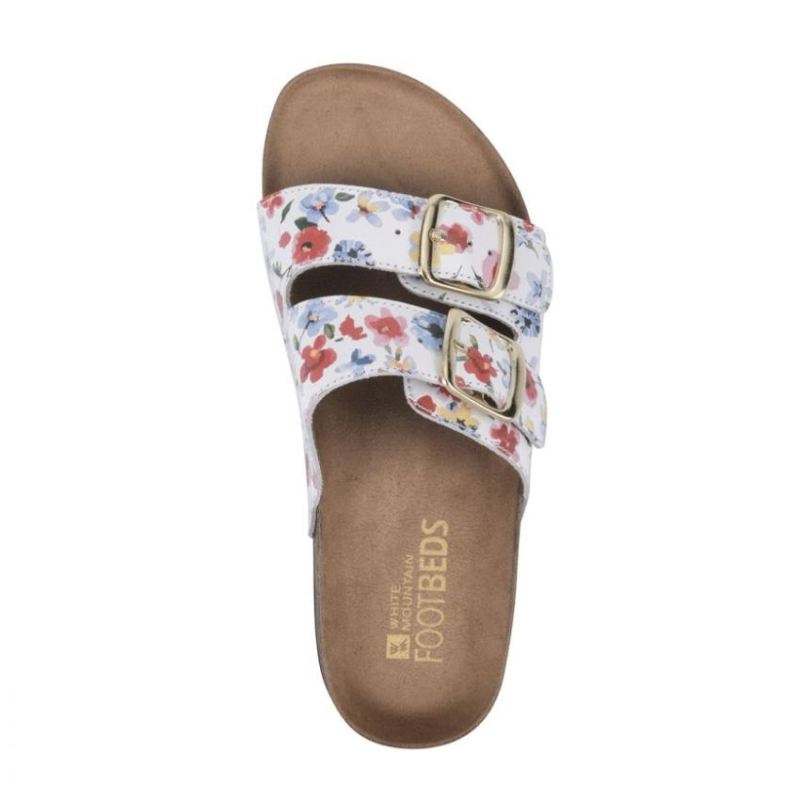 White Mountain | Women's Helga Footbeds Sandal-White Floral Print