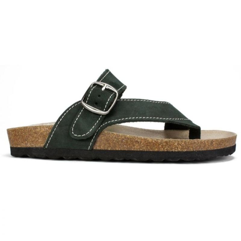 White Mountain | Women's Carly Leather Footbeds Sandal-Black