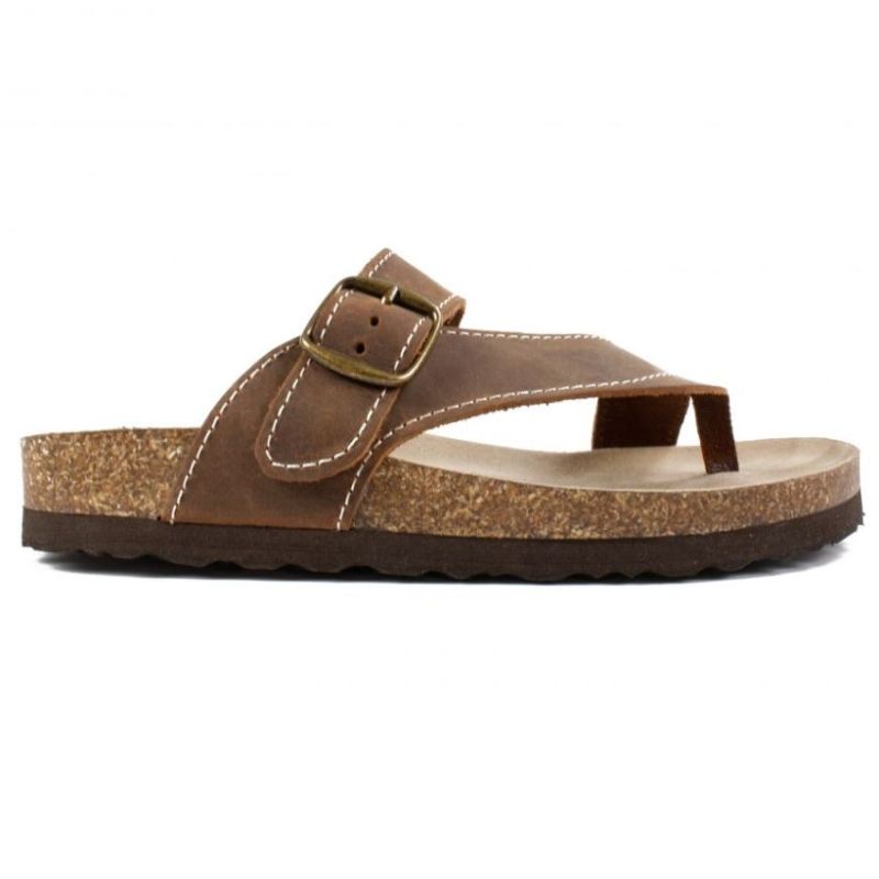 White Mountain | Women's Carly Leather Footbeds Sandal-Brown