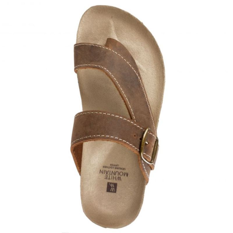 White Mountain | Women's Carly Leather Footbeds Sandal-Brown