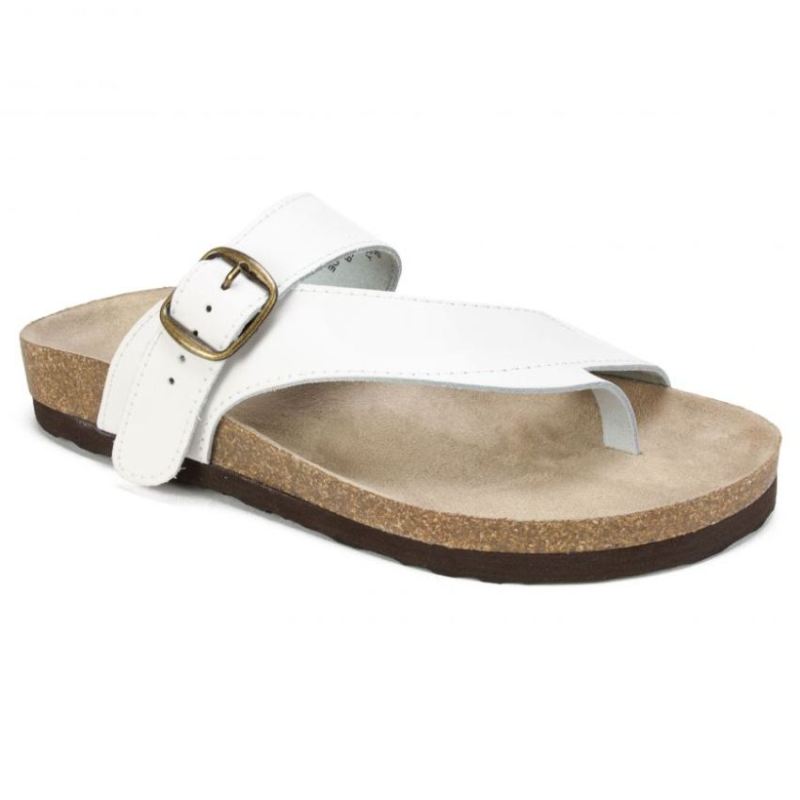 White Mountain | Women's Carly Leather Footbeds Sandal-White