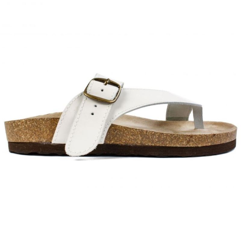 White Mountain | Women's Carly Leather Footbeds Sandal-White