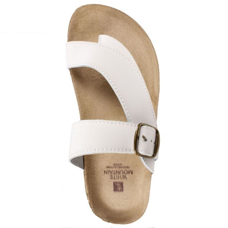 White Mountain | Women's Carly Leather Footbeds Sandal-White