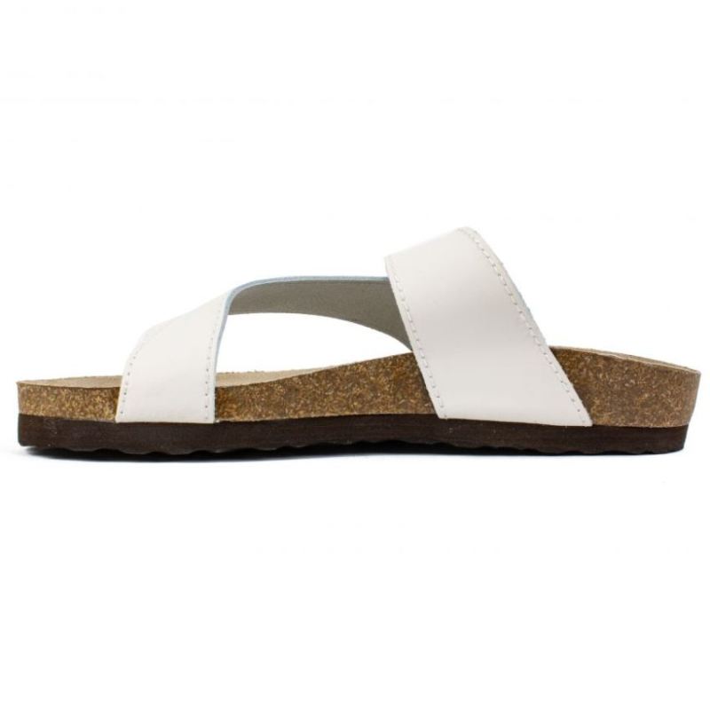 White Mountain | Women's Carly Leather Footbeds Sandal-White