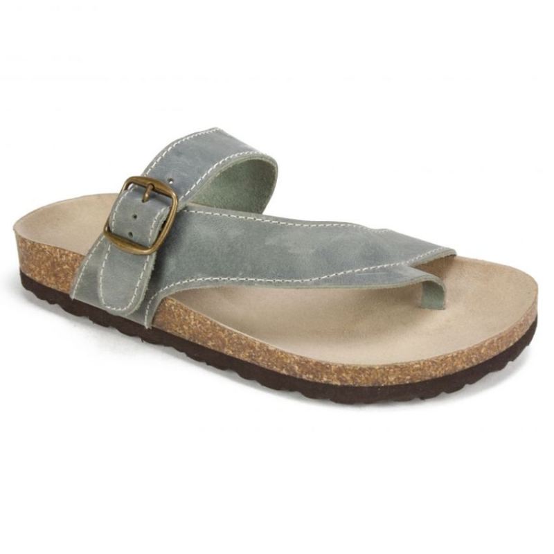 White Mountain | Women's Carly Leather Footbeds Sandal-Light Blue