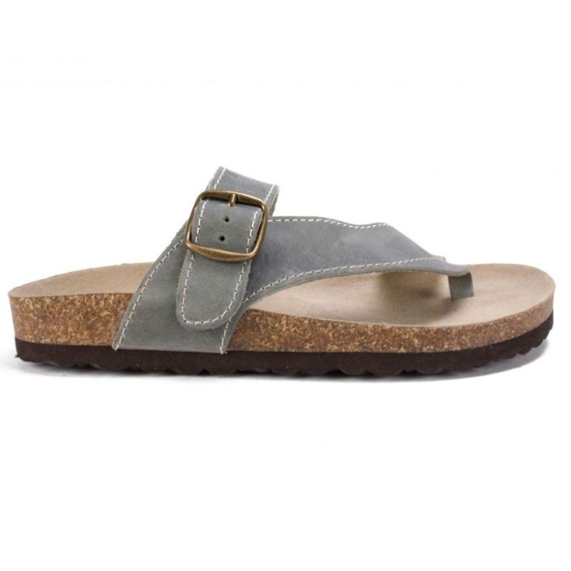 White Mountain | Women's Carly Leather Footbeds Sandal-Light Blue