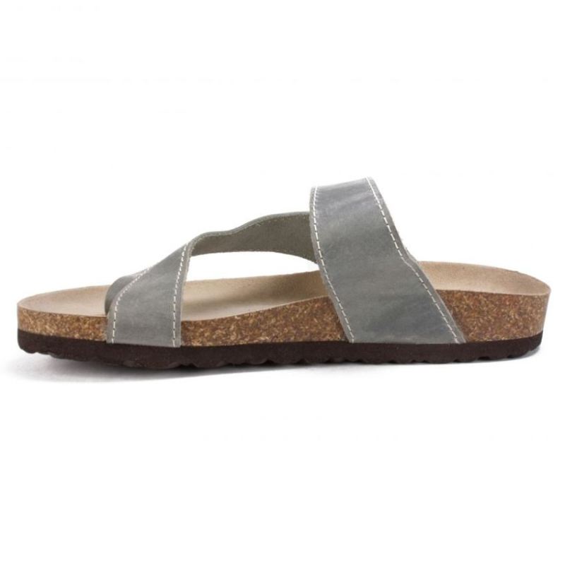 White Mountain | Women's Carly Leather Footbeds Sandal-Light Blue