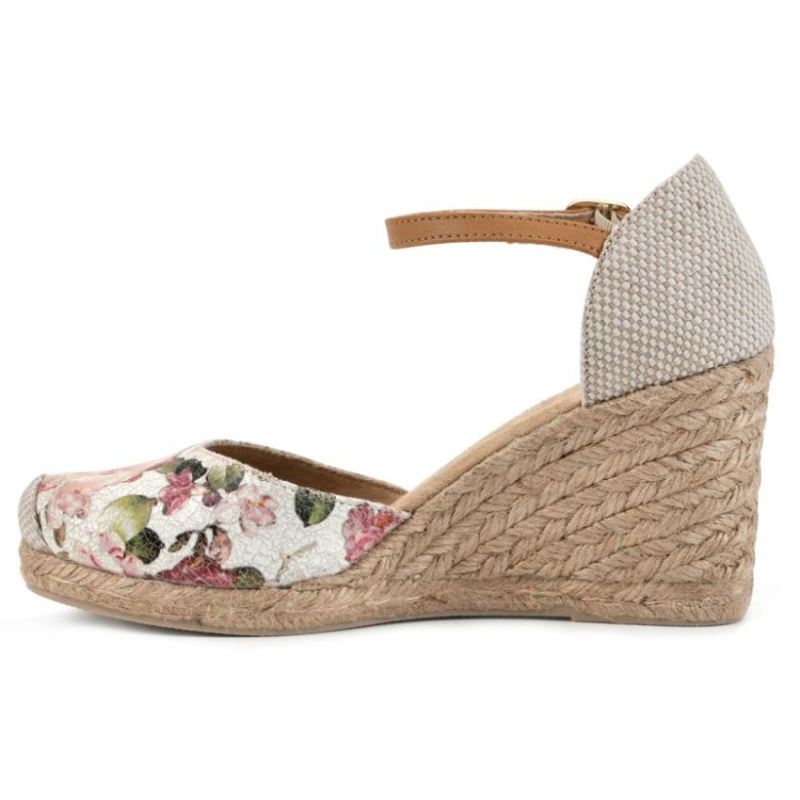 White Mountain | Women's Mamba Wedge-White Floral Print