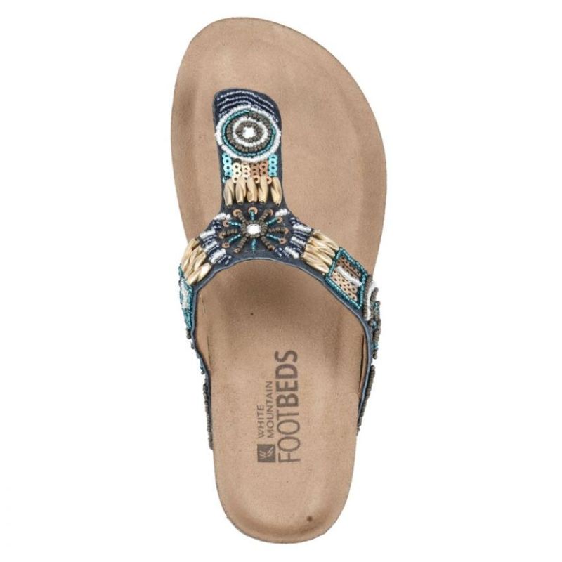 White Mountain | Women's Brilliant Leather Footbeds Sandal-Navy