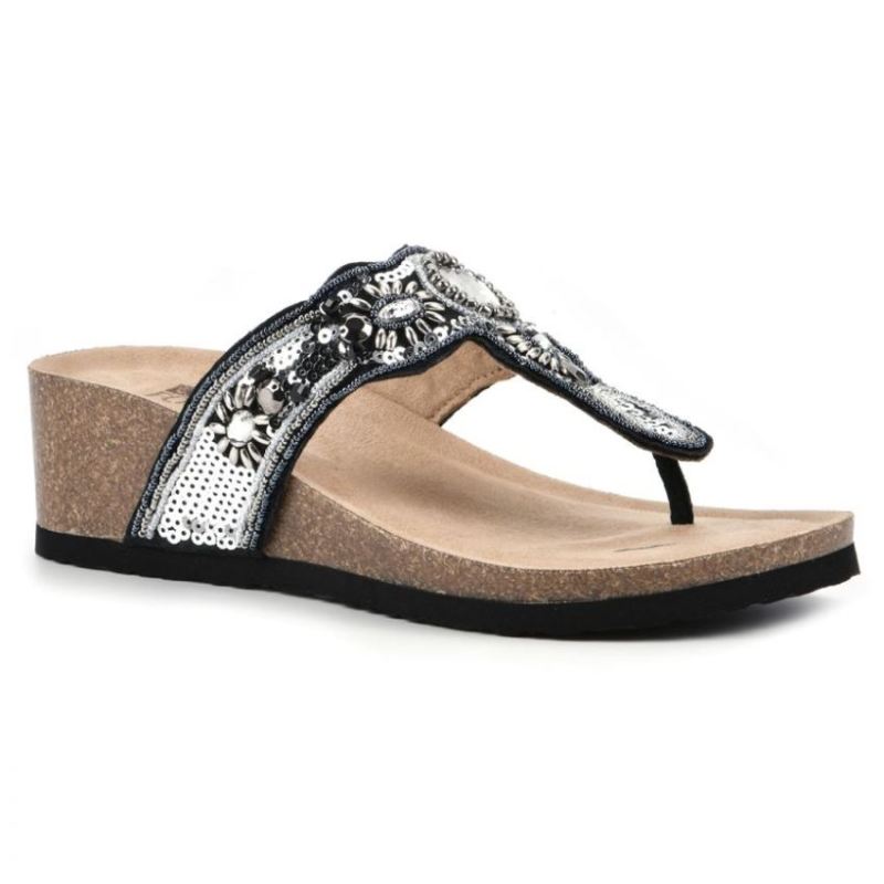 White Mountain | Women's Bountiful Footbeds Leather Sandal-Black