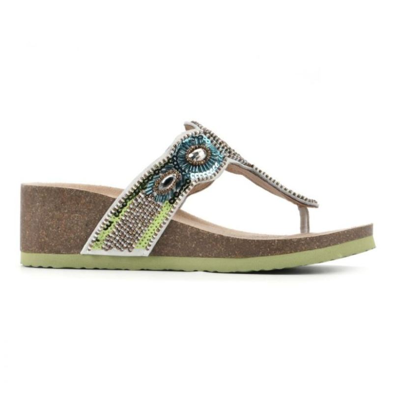 White Mountain | Women's Blast Leather Footbeds Sandal-Green