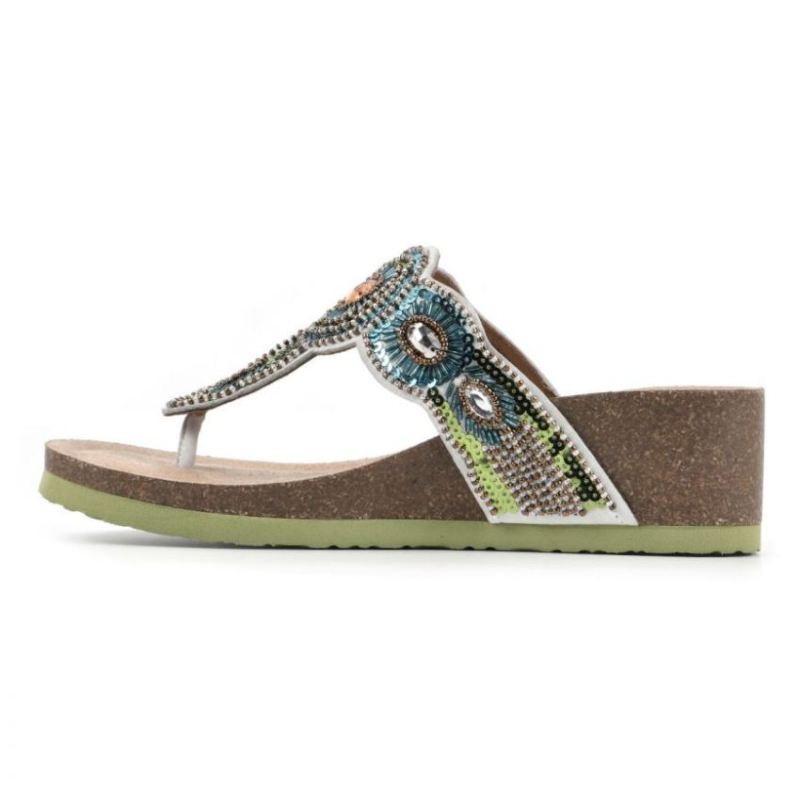 White Mountain | Women's Blast Leather Footbeds Sandal-Green