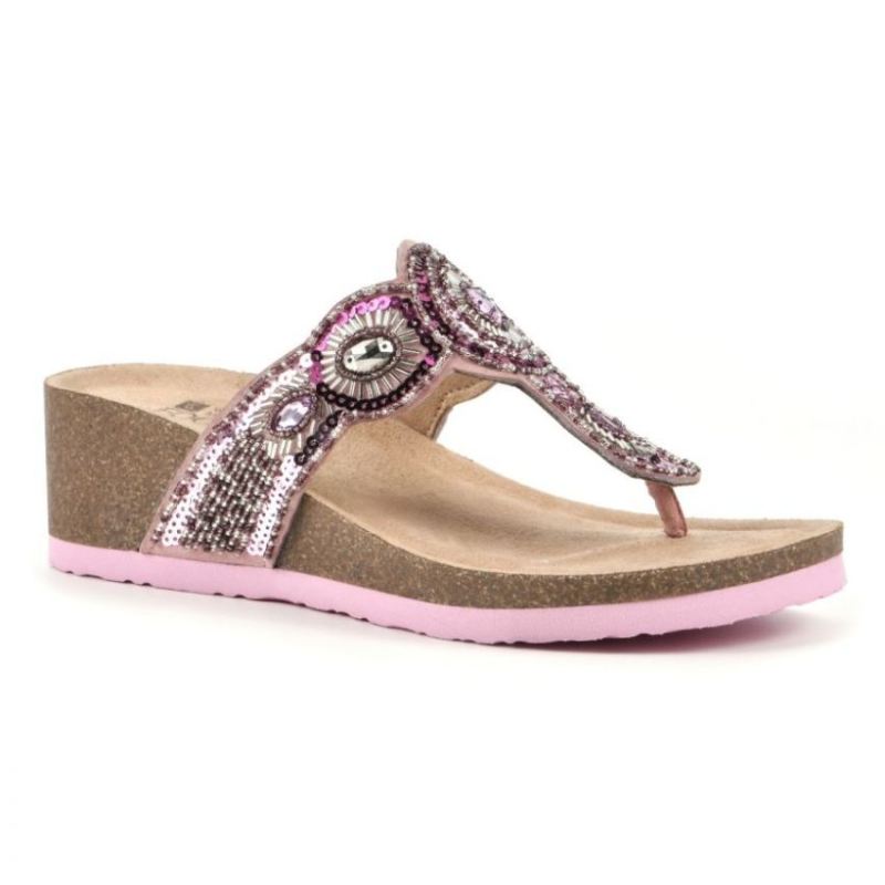 White Mountain | Women's Blast Leather Footbeds Sandal-Pink