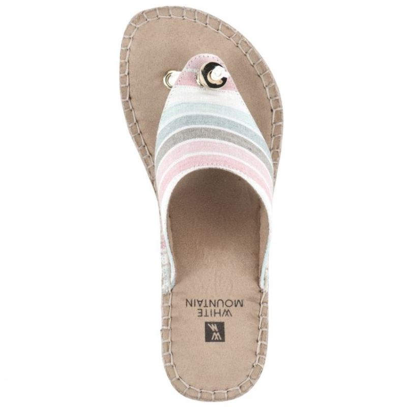 White Mountain | Women's Beachball Wedge Sandal-Sage Multi Stripe Fabric