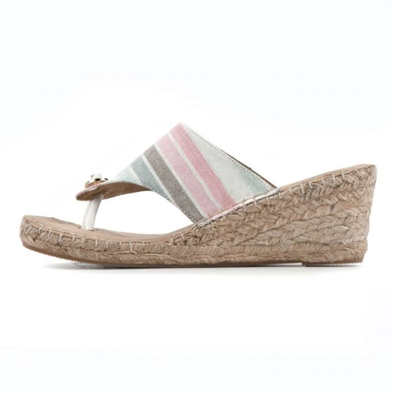 White Mountain | Women's Beachball Wedge Sandal-Sage Multi Stripe Fabric