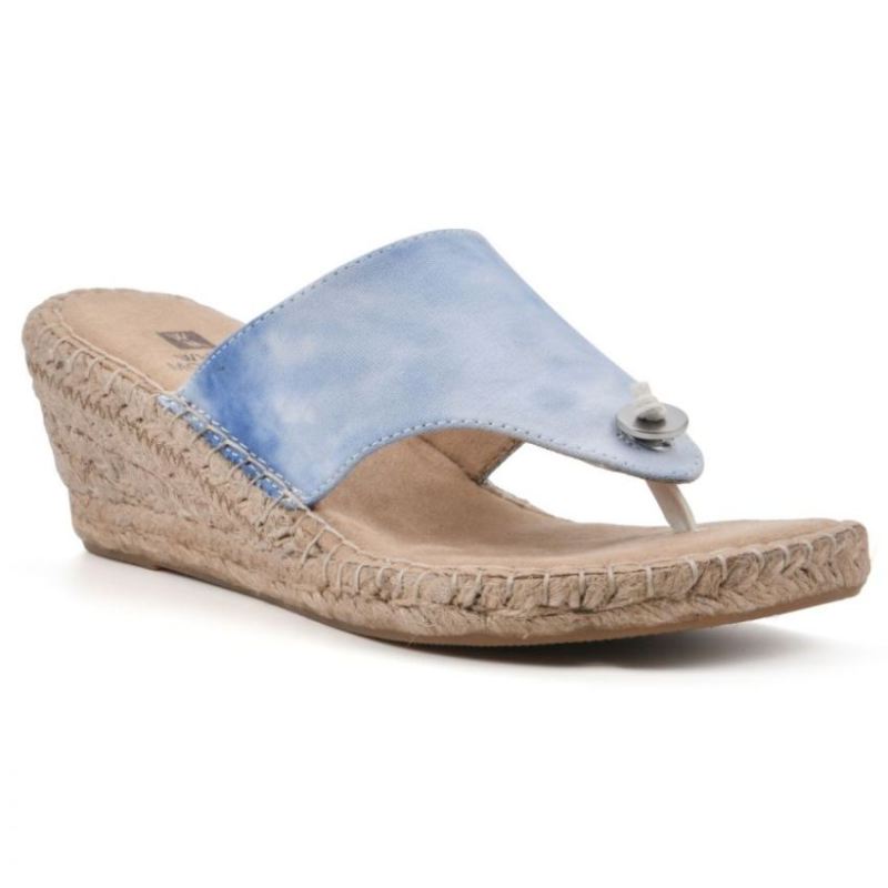 White Mountain | Women's Beachball Wedge Sandal-Blue Tie-Dye Fabric