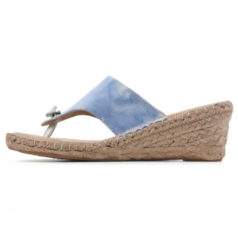 White Mountain | Women's Beachball Wedge Sandal-Blue Tie-Dye Fabric