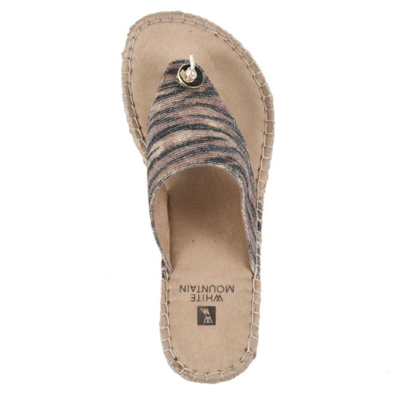 White Mountain | Women's Beachball Wedge Sandal-Tan Tiger Print Glitter