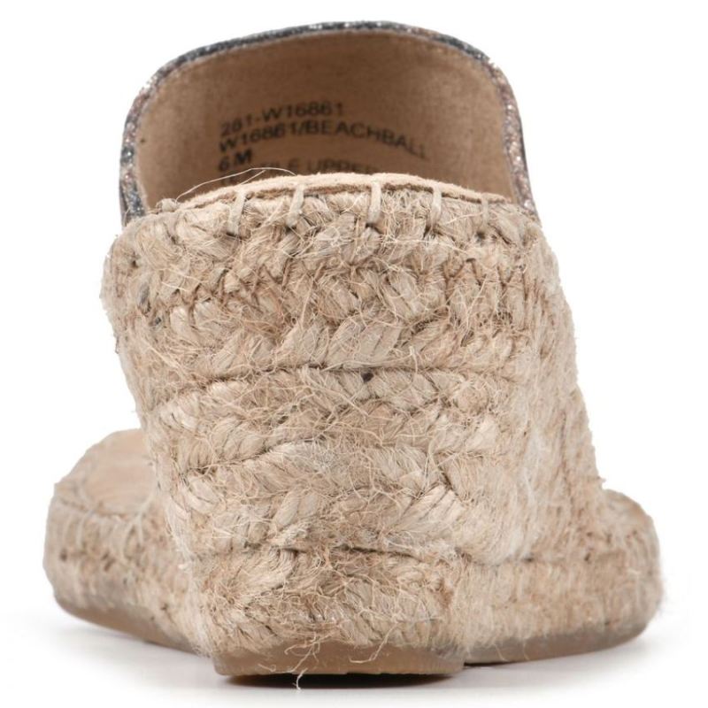 White Mountain | Women's Beachball Wedge Sandal-Tan Tiger Print Glitter