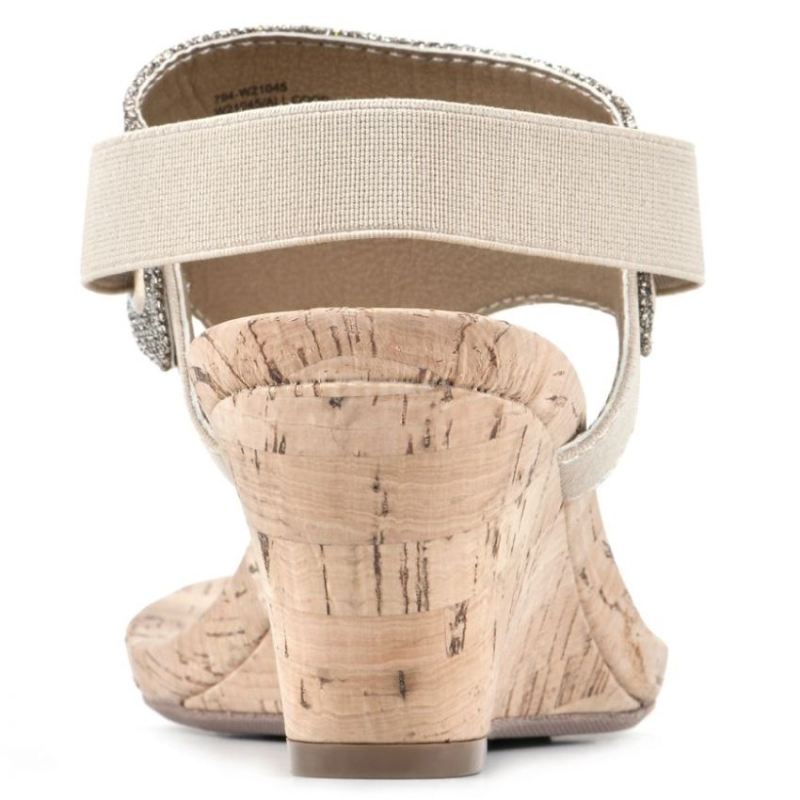 White Mountain | Women's All Good Wedge Sandal-Light Gold