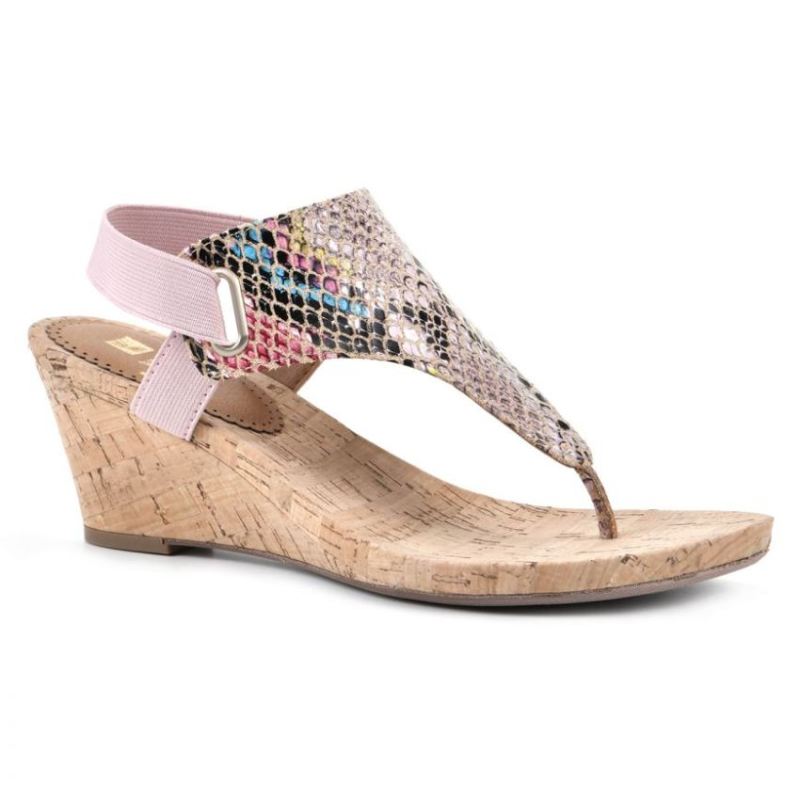 White Mountain | Women's All Good Wedge Sandal-Blush Snake Multi Faux Leather