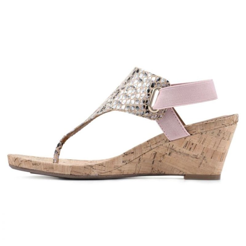 White Mountain | Women's All Good Wedge Sandal-Blush Snake Multi Faux Leather