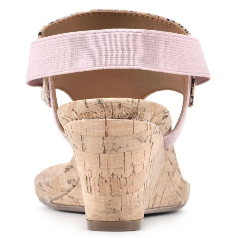 White Mountain | Women's All Good Wedge Sandal-Blush Snake Multi Faux Leather