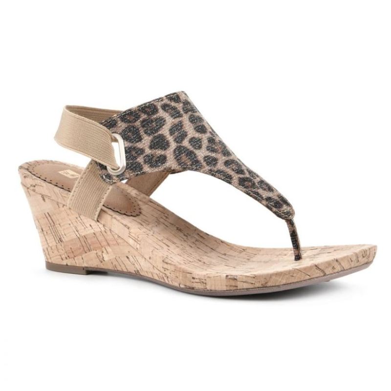 White Mountain | Women's All Good Wedge Sandal-Leopard Print Glitter