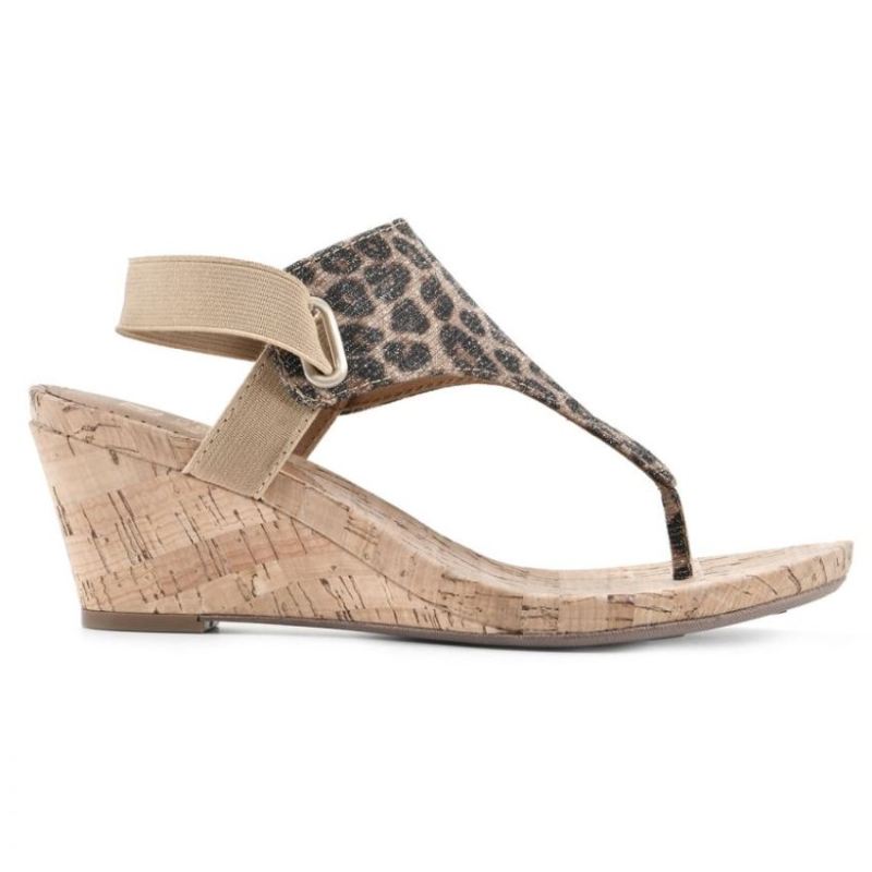 White Mountain | Women's All Good Wedge Sandal-Leopard Print Glitter