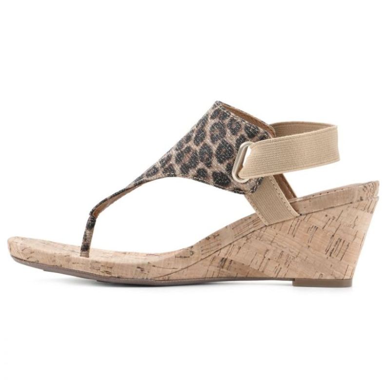 White Mountain | Women's All Good Wedge Sandal-Leopard Print Glitter