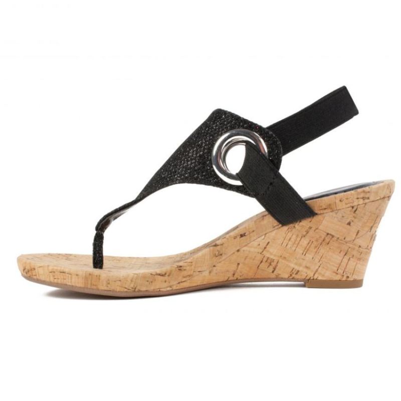 White Mountain | Women's Aida Wedge Sandal-Black