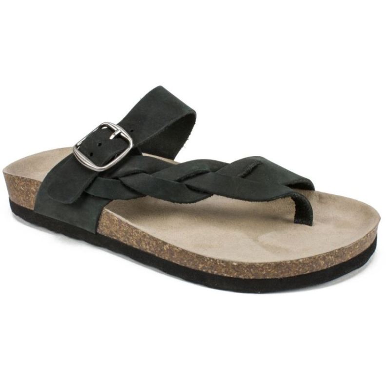 White Mountain | Women's Crawford Leather Footbeds Sandal-Black