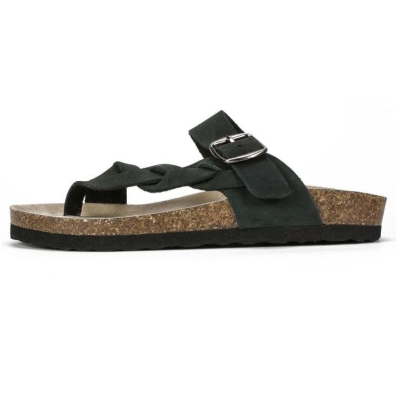 White Mountain | Women's Crawford Leather Footbeds Sandal-Black