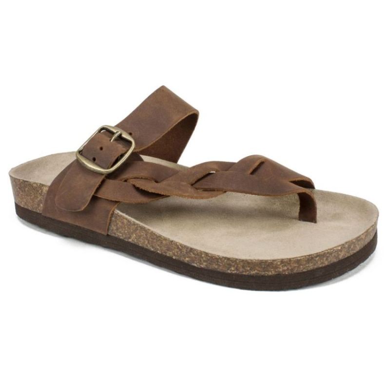 White Mountain | Women's Crawford Leather Footbeds Sandal-Brown