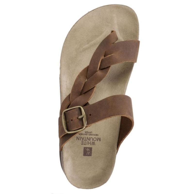 White Mountain | Women's Crawford Leather Footbeds Sandal-Brown