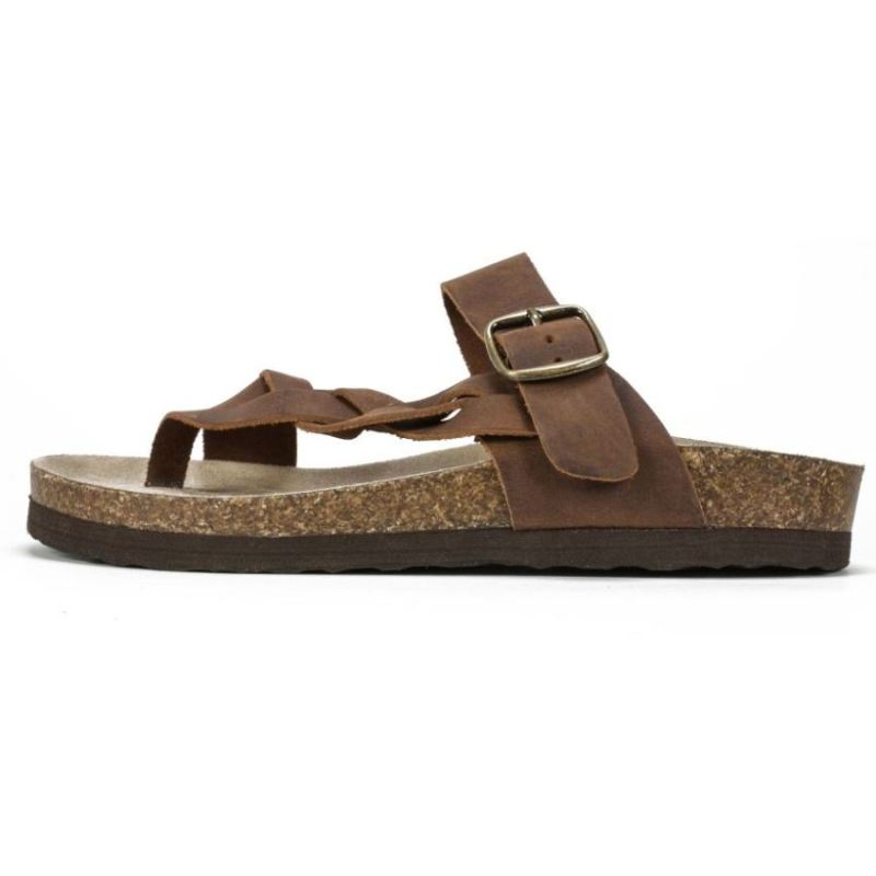 White Mountain | Women's Crawford Leather Footbeds Sandal-Brown