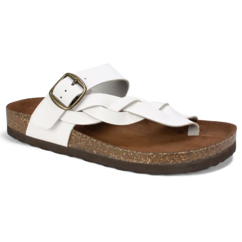 White Mountain | Women's Crawford Leather Footbeds Sandal-White