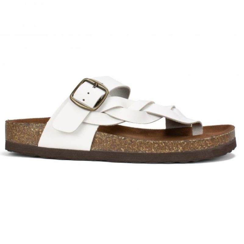 White Mountain | Women's Crawford Leather Footbeds Sandal-White