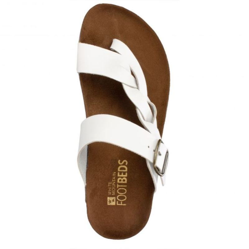 White Mountain | Women's Crawford Leather Footbeds Sandal-White