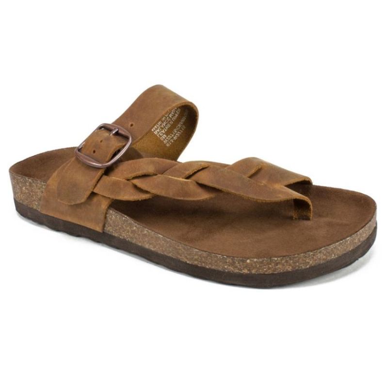 White Mountain | Women's Crawford Leather Footbeds Sandal-Whiskey