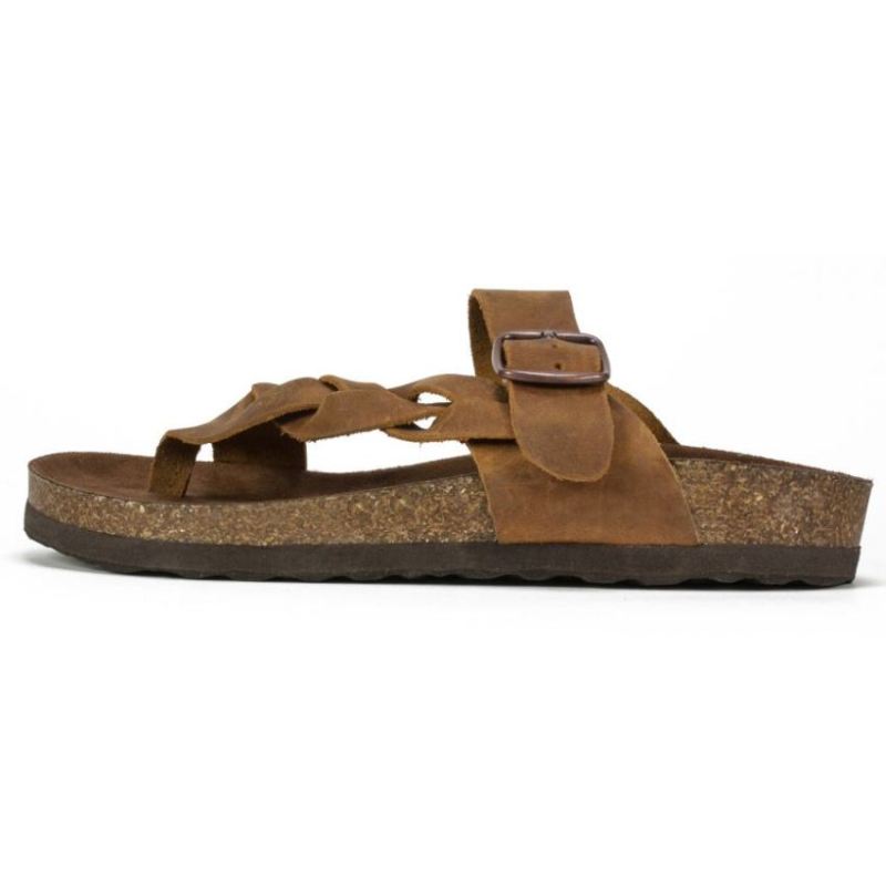 White Mountain | Women's Crawford Leather Footbeds Sandal-Whiskey