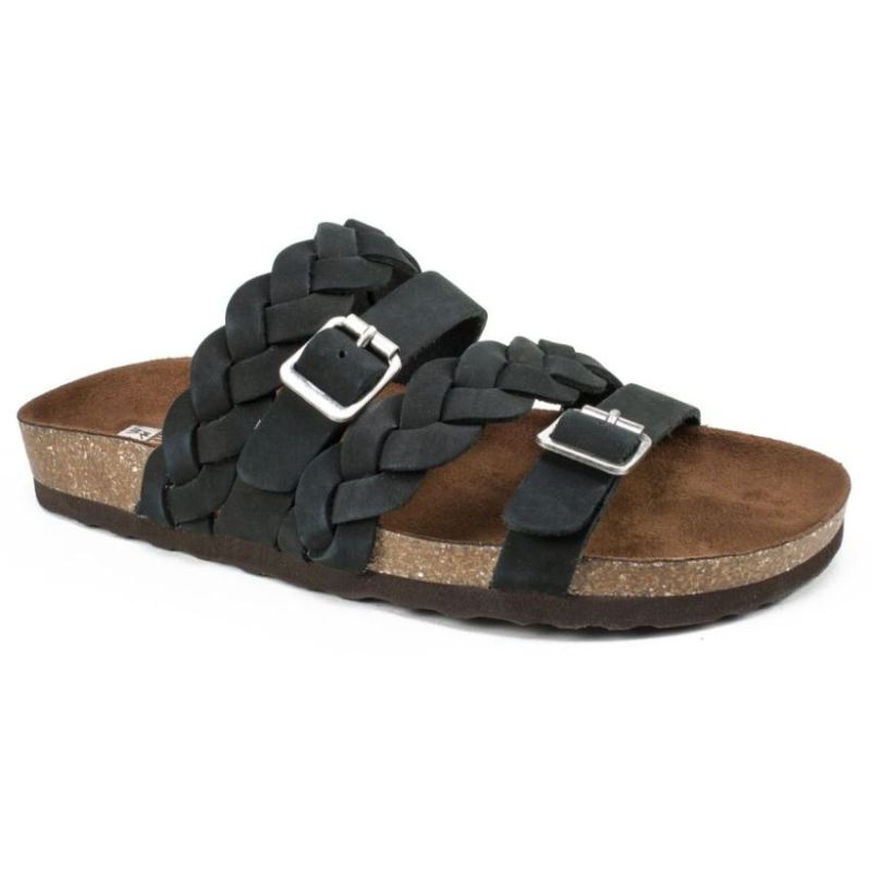 White Mountain | Women's Holland Leather Footbeds Sandal-Black