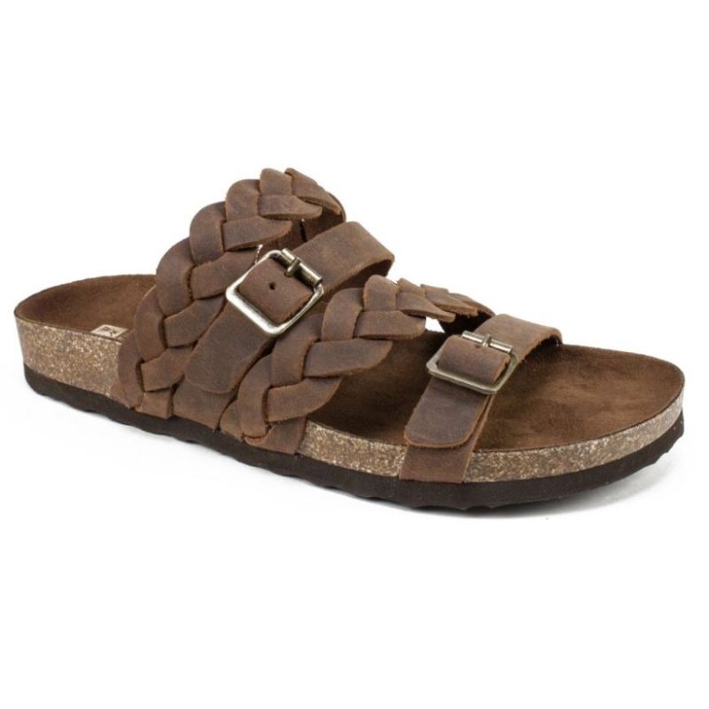 White Mountain | Women's Holland Leather Footbeds Sandal-Brown