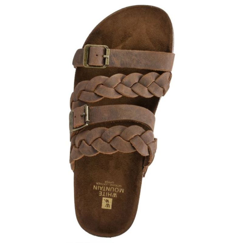 White Mountain | Women's Holland Leather Footbeds Sandal-Brown