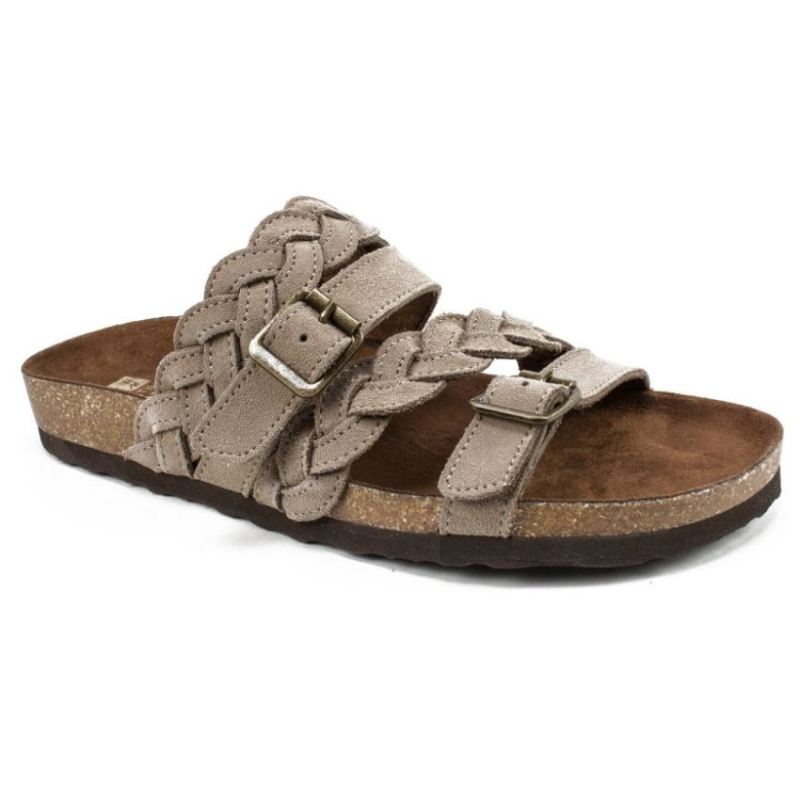 White Mountain | Women's Holland Leather Footbeds Sandal-Light Taupe Suede