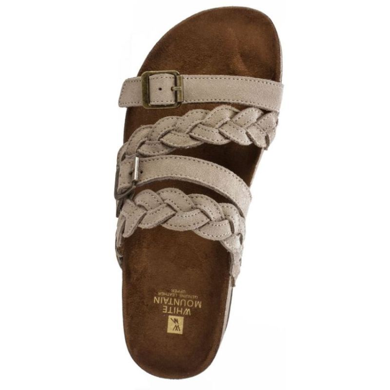 White Mountain | Women's Holland Leather Footbeds Sandal-Light Taupe Suede